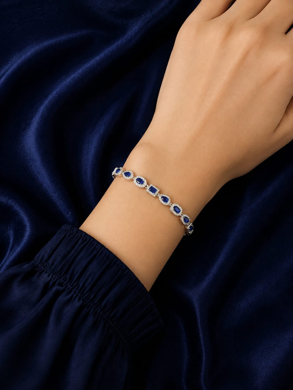 Sapphire Blue & Silver Luxury Bracelet LT-777 (Premium Packaging)