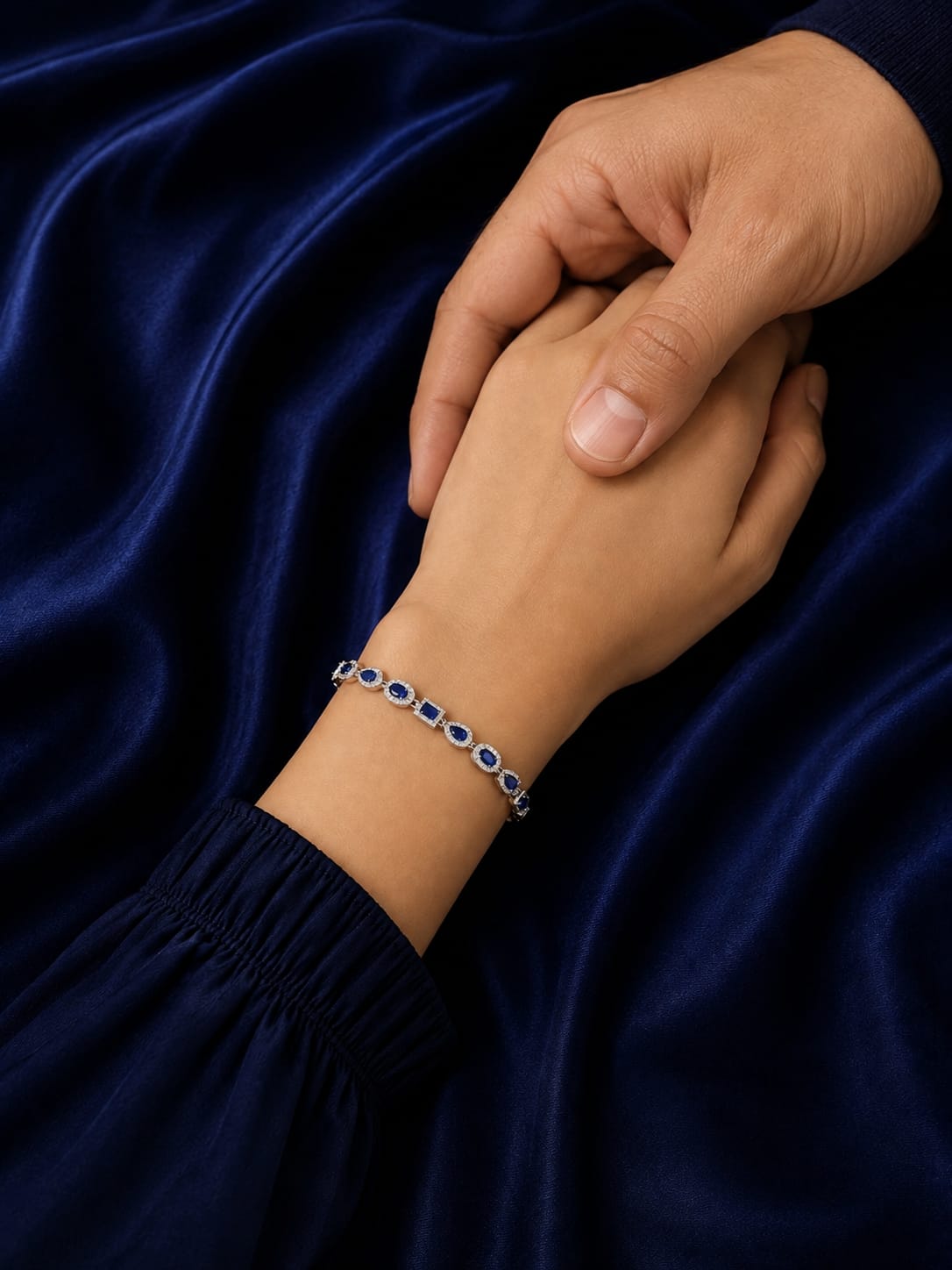 Sapphire Blue & Silver Luxury Bracelet LT-777 (Premium Packaging)