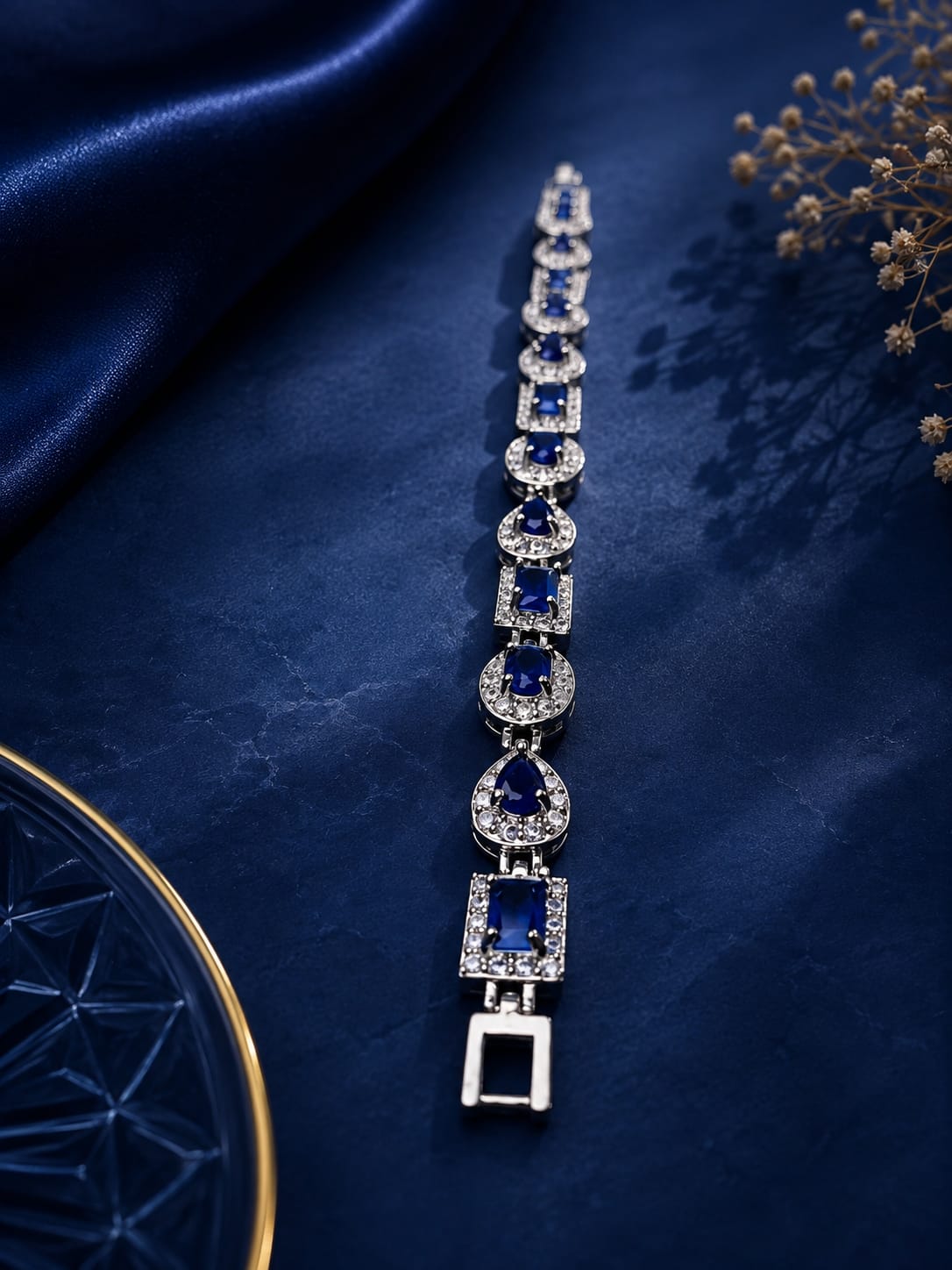 Sapphire Blue & Silver Luxury Bracelet LT-777 (Premium Packaging)